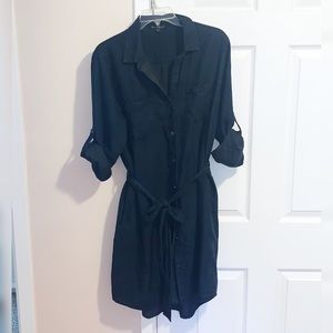 Dark Blue Button-Up Denim Dress